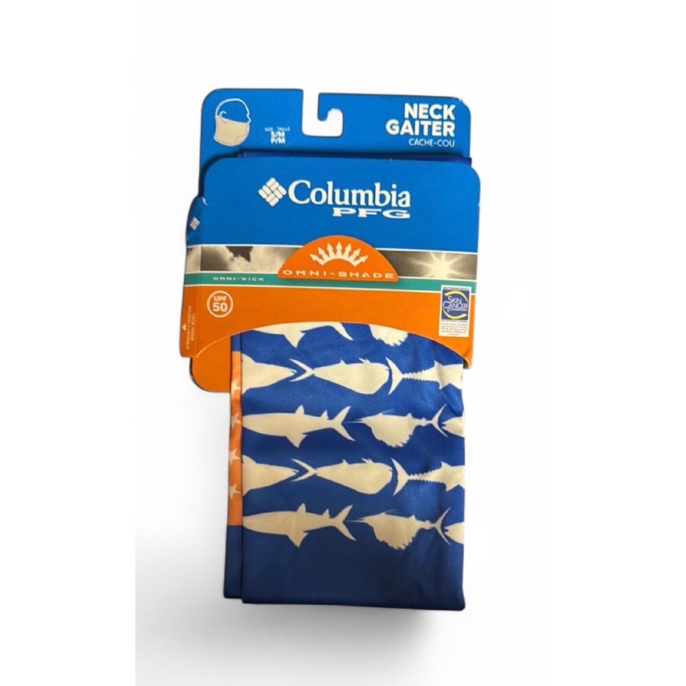 Columbia PFG Terminal Tackle Fish Flag Neck Gaiter Blue Orange  S/M
